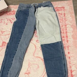Hollister High Rise Two-Tone Blue and White Jeans